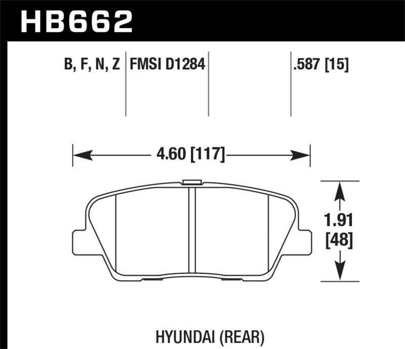 HAWK HP+ Brake Pad Sets - Hawk 10 Hyundai Genesis Coupe (w/o Brembo Breaks) HP+ Autocross 15mm Rear Brake Pads