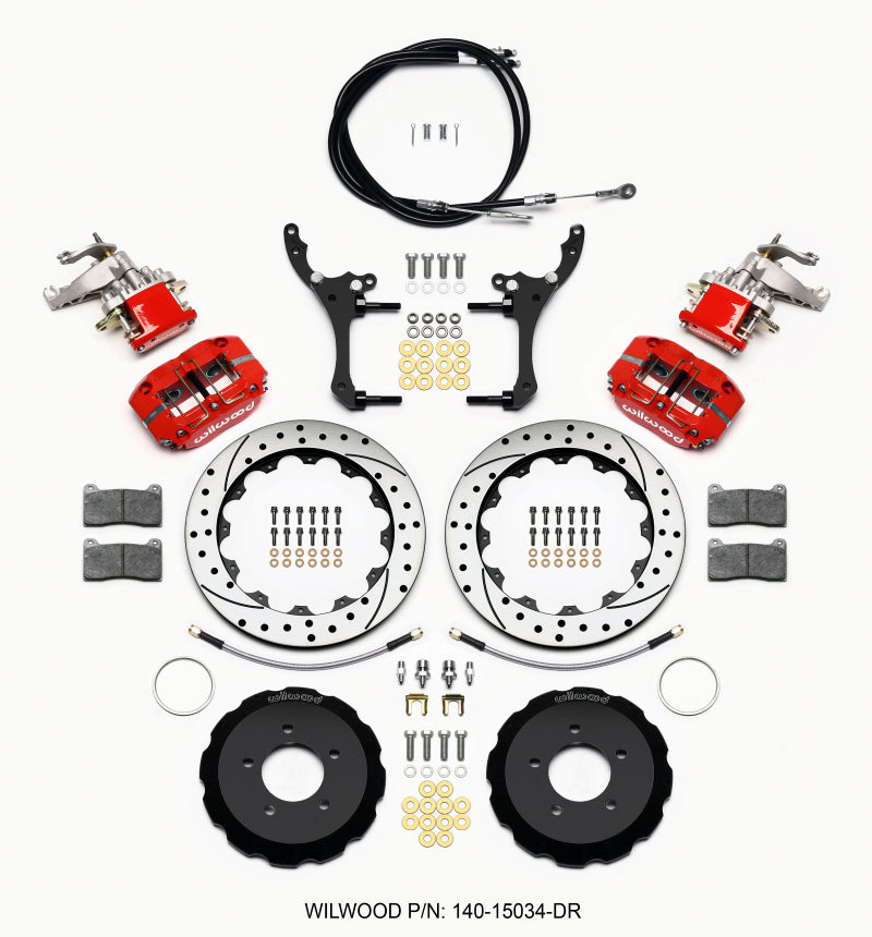 WIL Dynapro Brake Kit - Wilwood Dynapro Radial4 / MC4 Rear Kit 12.88 Drilled Red 2006-15 Miata w/Lines & Cables