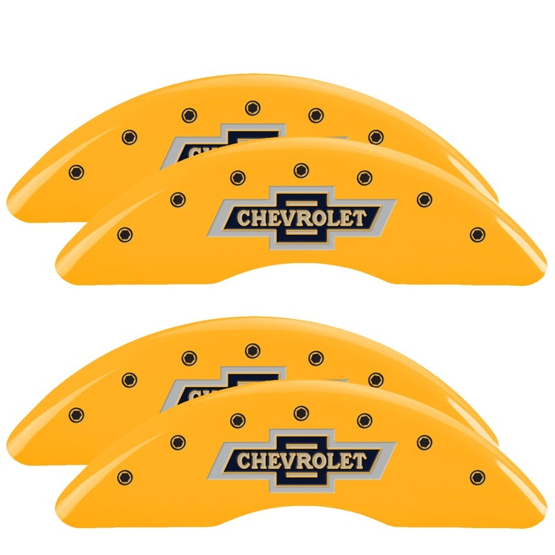 MGP Caliper Covers 4 Logo - MGP 4 Caliper Covers Engraved F & R 100th Anniv Yellow Finish Black Char 2019 Chevy Silverado 2500HD