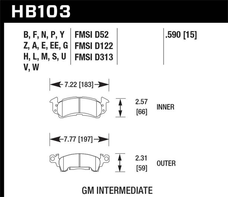 HAWK Blue 9012 Brake Pad Sets - Hawk 69-81 Chevy Camaro Blue 9012 Front Brake Pads