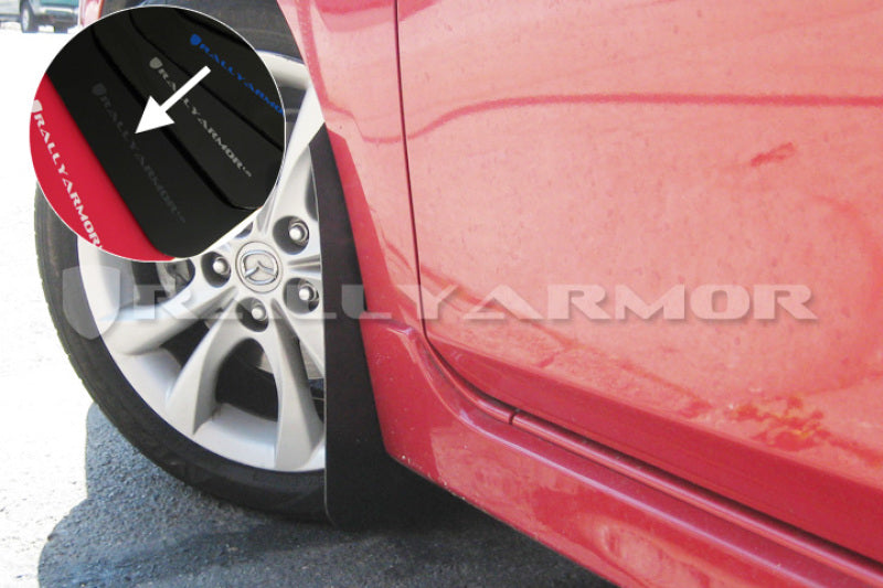 RAL UR Blk Flap/Grey Logo - Rally Armor 10-13 Mazda3/Speed3 (Hatch/Sedan) Black UR Mud Flap w/Grey Logo