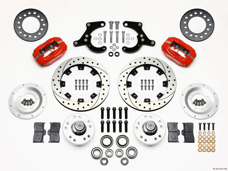 WIL Dynalite Brake Kit - Wilwood Forged Dynalite Front Kit 11.75in Drilled Red 59-64 Chevy Impala / 63-64 Corvette