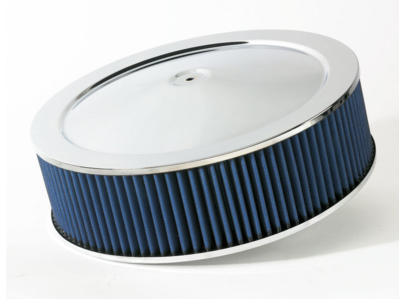 AFE Universal Pro-5 R Filter - aFe MagnumFLOW Air Filters Round Racing P5R A/F Chrome Assy 14x4: Blk/Blue E/M