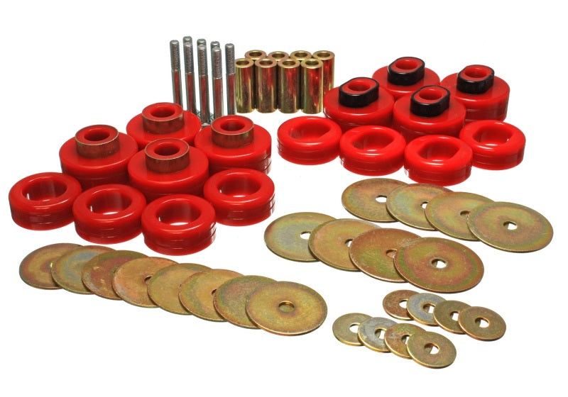 ES Body Mounts - Red - Energy Suspension Cab Mount Set - Club Cab - Red