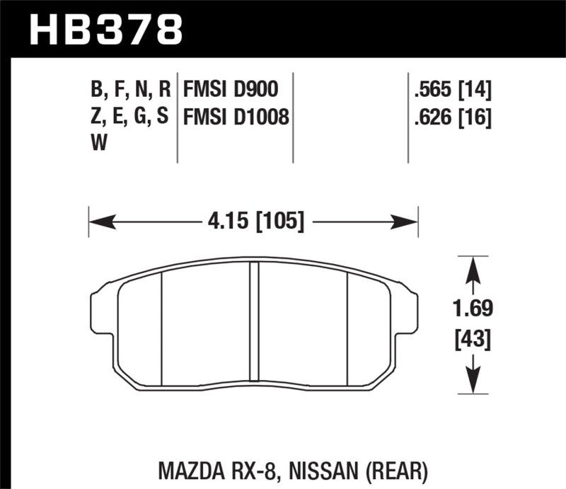 HAWK Blue 9012 Brake Pad Sets - Hawk 03-07 RX8 Blue 9012 Race Rear Brake Pads D1008