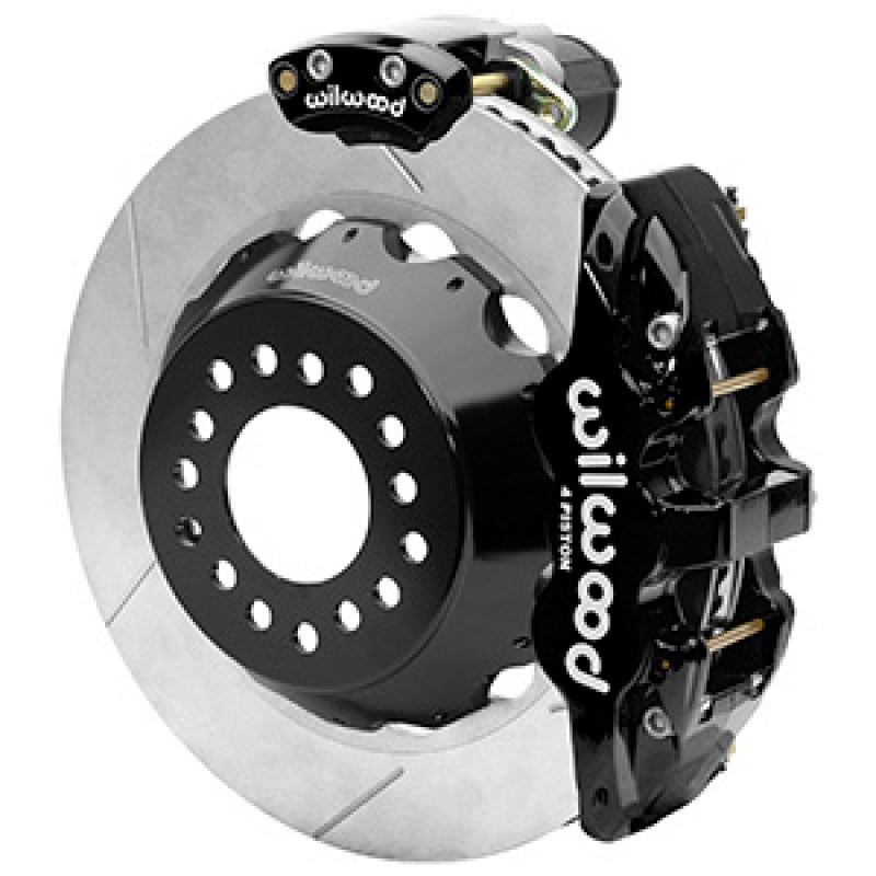 WIL Aero Brake Kit - Wilwood AERO4 Big Brake Rear Electronic Parking Brake Kit - Black - Powder Coat Caliper - SLT Rotor