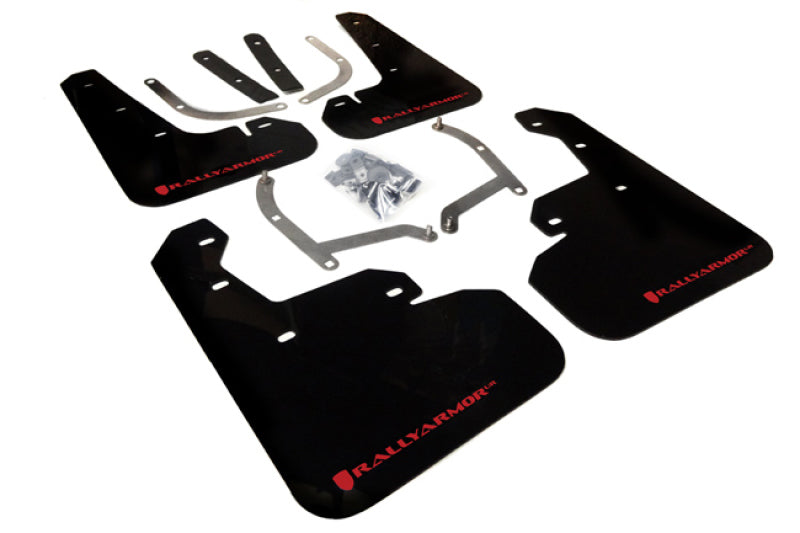 RAL UR Blk Flap/Rd Logo - Rally Armor 17-23 Subaru Impreza 4D/5D Black UR Mud Flap w/Red Logo