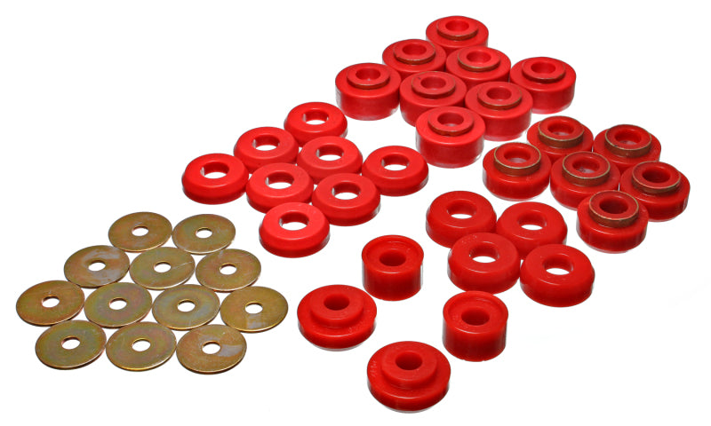 ES Body Mounts - Red - Energy Suspension Chevrolet 4 door Red Body Mounts (Recommended for Police/Taxi/Race)