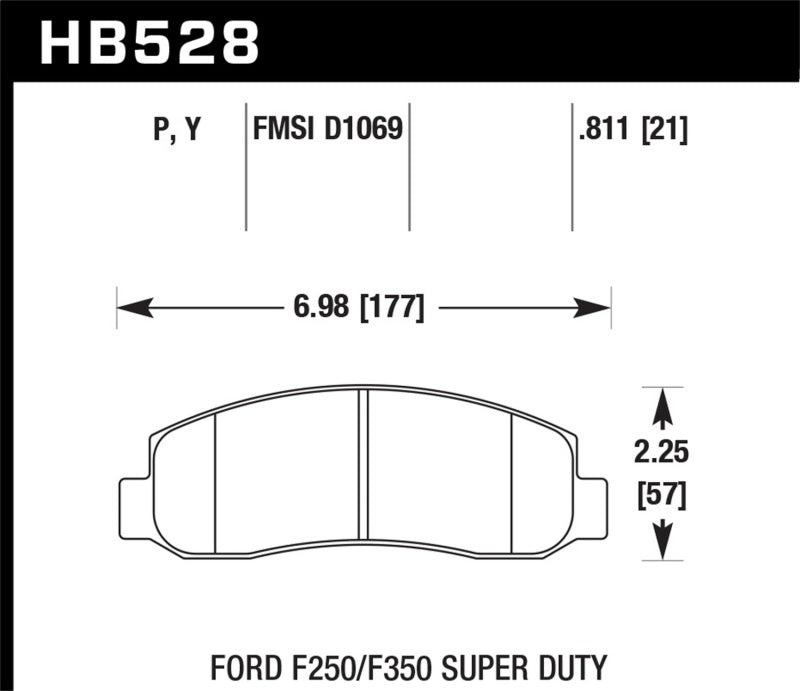 HAWK LTS Brake Pads - Hawk 05-11 F-250/F-350 Super Duty Pickup / 11 F-550 Super Duty Pickup Front LTS Street Brake Pads