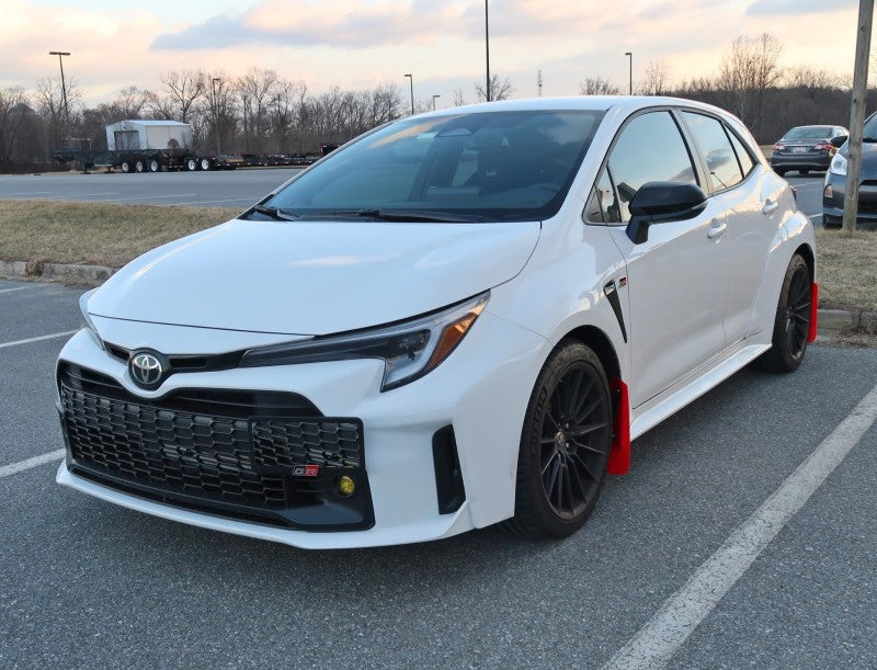 RAL UR Red Flap/Wht Logo - Rally Armor 23-25 Toyota GR Corolla Red UR Mud Flap w/White Logo