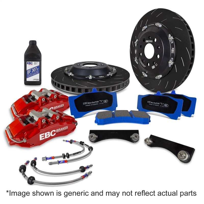 EBC Big Brake Kits - EBC Racing 20-23 Volkswagen Golf R Red Apollo-6 Calipers 380mm Rotors Front Big Brake Kit