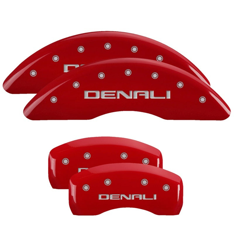 MGP Caliper Covers 4 Logo - MGP 4 Caliper Covers Engraved Front & Rear Denali Red finish silver ch
