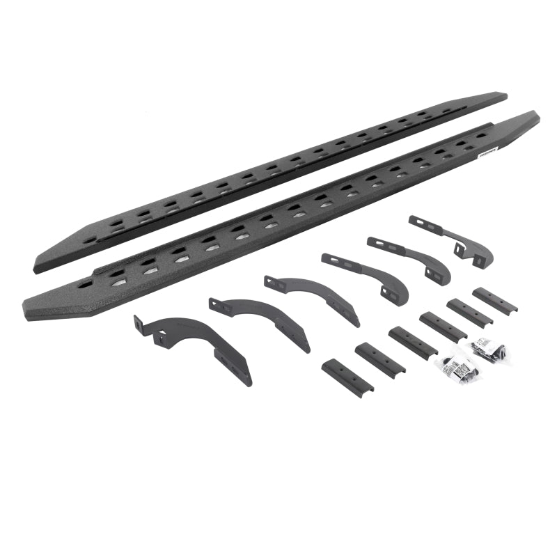 GOR RB20 Slim Running Boards - Go Rhino 05-22 Toyota Tacoma DC 4DR RB20 Slim Running Boards Kit (Incl. Brackets) - Bedliner Coating