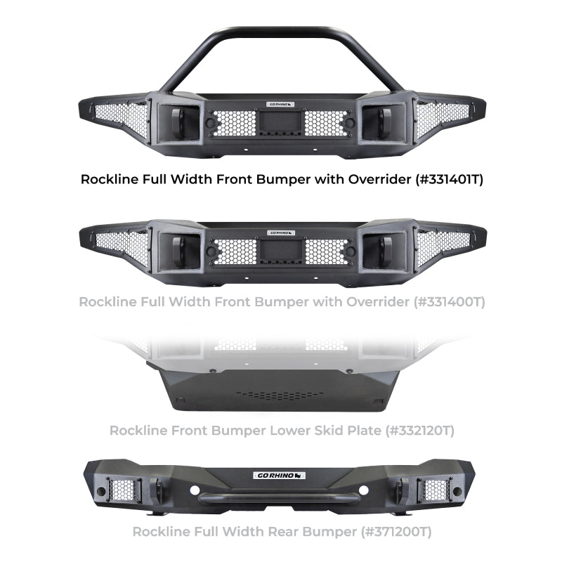 GOR Rockline Bumper - Go Rhino 21-24 Ford Bronco (2 and 4 Door) Rockline Full Width Bumper w/ Overrider Bar