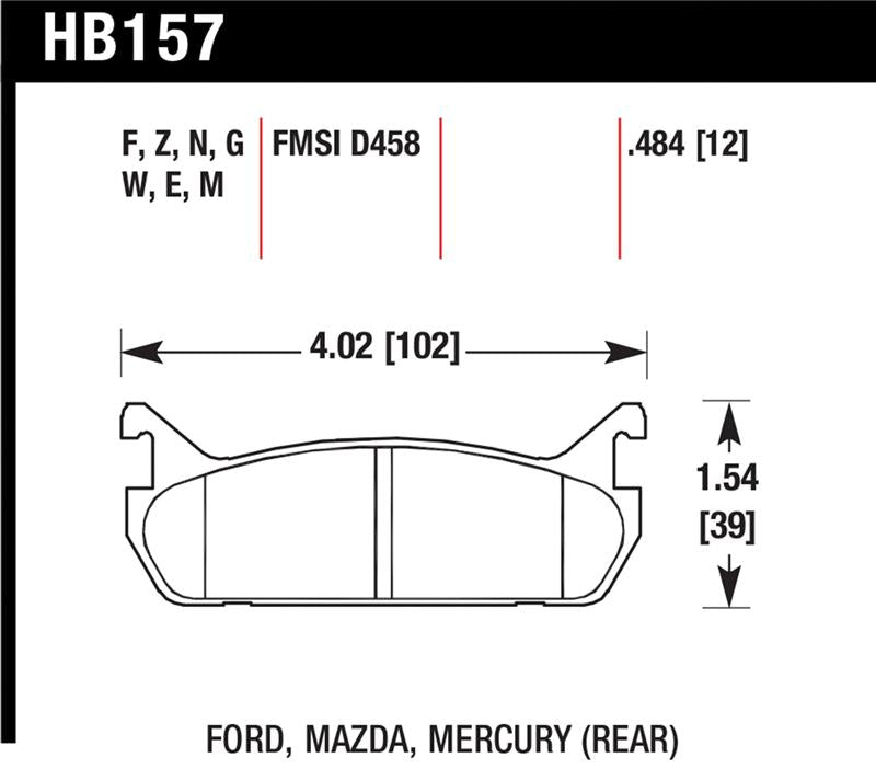HAWK HP+ Brake Pad Sets - Hawk 89-93 Miata HP+ Street Rear Brake Pads (D458)