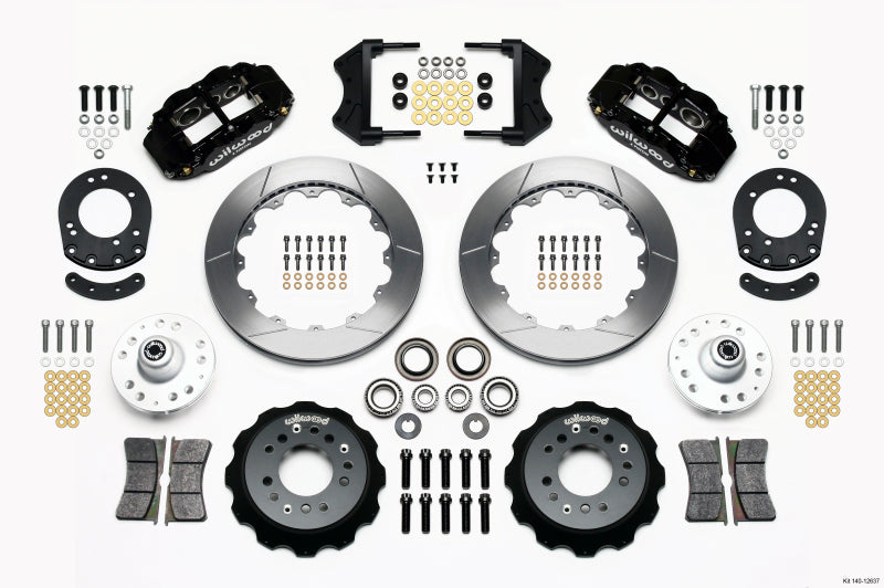WIL Superlite Brake Kit - Wilwood Narrow Superlite 6R Front Hub Kit 12.88in 1965-1969 Mustang Drum Spindle