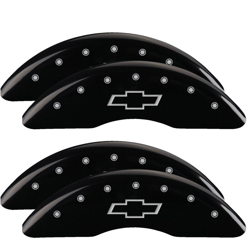MGP Caliper Covers 4 Logo - MGP 4 Caliper Covers Engraved Front & Rear Bowtie Black finish silver ch 20+ Silverado 2500 HD