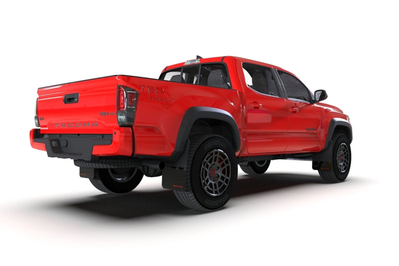 RAL Classic Blk Flap/Grey Logo - Rally Armor 16-23 Toyota Tacoma Gen 3 Black Mud Flap w/Grey Logo
