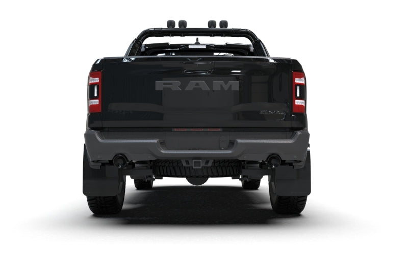 RAL UR Blk Flap/Met. Blk Logo - Rally Armor 21-25 Dodge Ram 1500 TRX Black UR Mud Flap - Metallic Black Logo