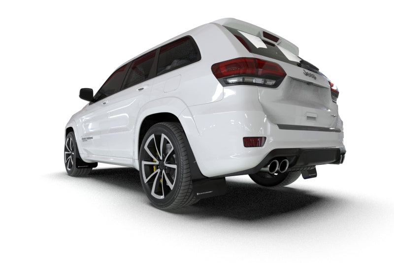 RAL UR Blk Flap/Wht Logo - Rally Armor 18-22 Jeep Grand Cherokee SRT Trackhawk Black UR Mud Flap - White Logo