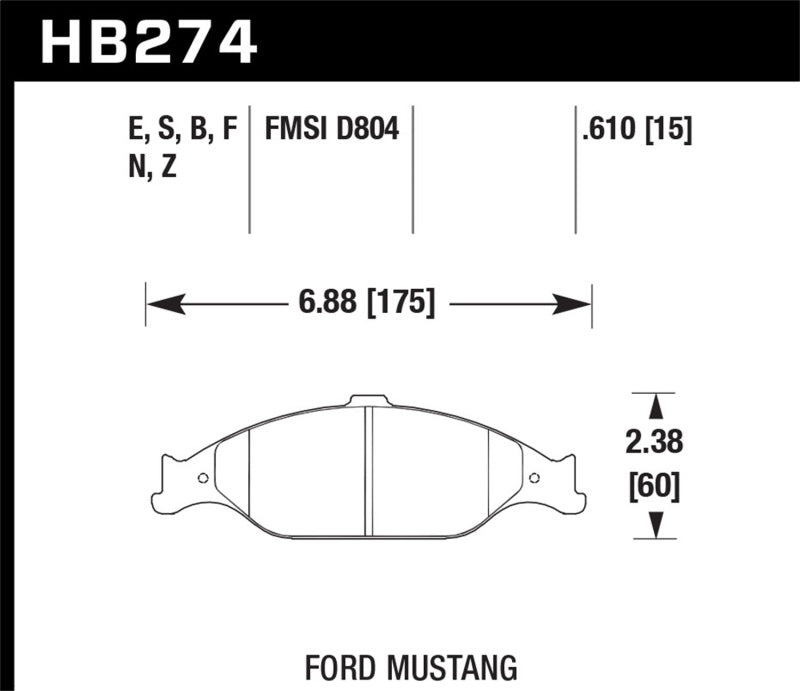 HAWK Blue 9012 Brake Pad Sets - Hawk 96-10 Ford Mustang Blue 9012 Race Front Brake Pads