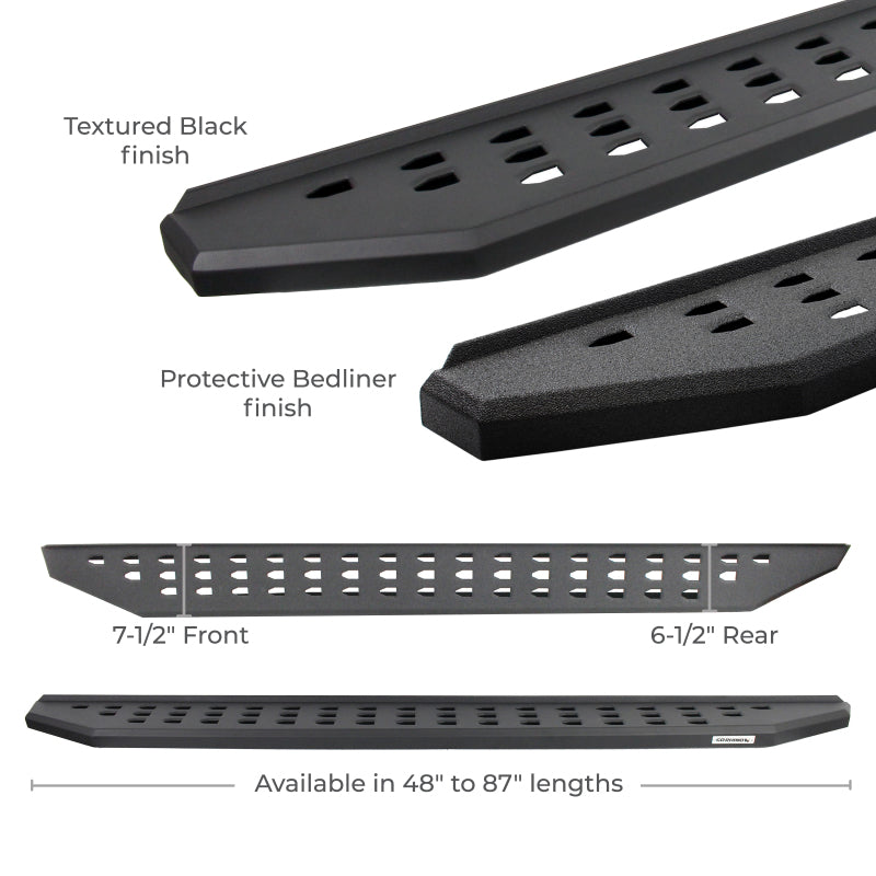 GOR RB20 Boards - Tex Black - Go Rhino 2022 Toyota Tundra Crew Max 4dr RB20 Kit w/RB20 Running Board + Brkts - Tex. Blk