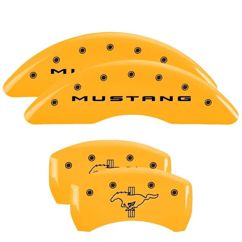 MGP Caliper Covers 4 Logo - MGP 4 Caliper Covers Engraved Front 2015/Mustang Engraved Rear 2015/Bar & Pony Yellow fnsh black ch