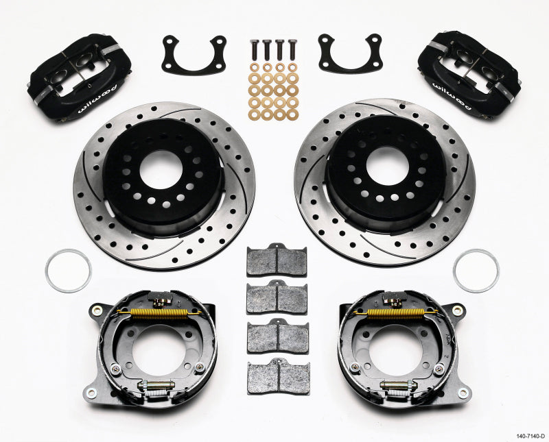 WIL Dynalite Brake Kit - Wilwood Forged Dynalite P/S Park Brake Kit Drilled New Big Ford 2.50in Offset