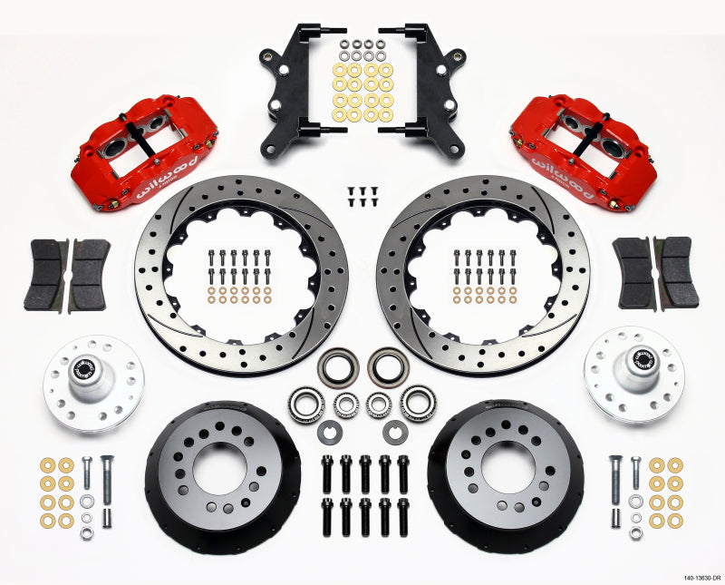 WIL Superlite Brake Kit - Wilwood Narrow Superlite 6R Front Hub Kit 12.88in Drill Red 60-68 Ford / Mercury Full Size / Galaxie