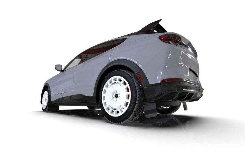 RAL UR Blk Flap/Met. Blk Logo - Rally Armor 2021-26 Ford Mach-E Rally Edition Black UR Mud Flap Metallic Black Logo