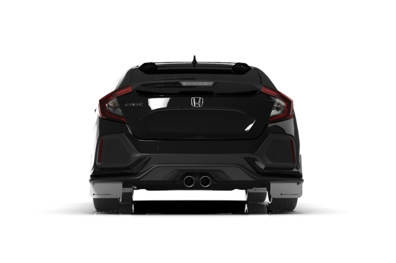 RAL UR White Flap/Black Logo - Rally Armor 17-21 Honda Civic Sport/Sport Touring White UR Mud Flap w/Black Logo