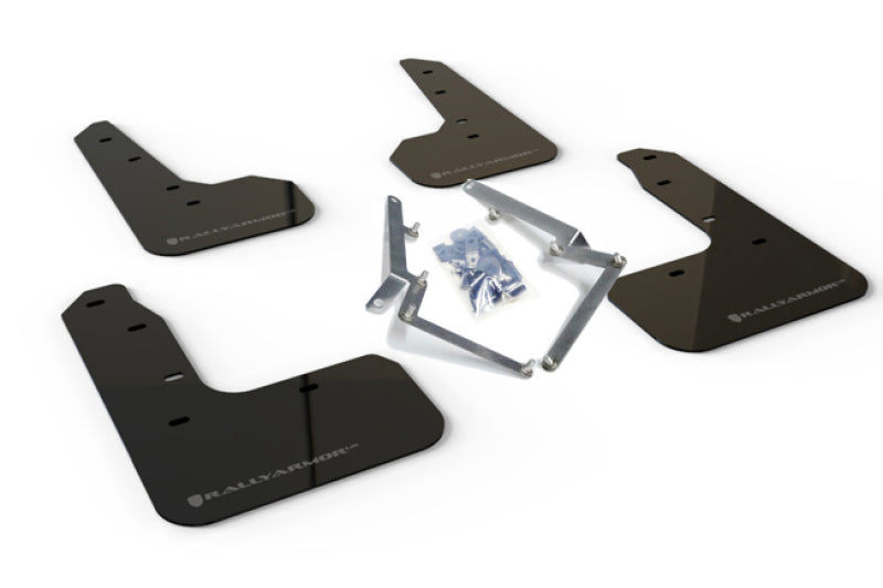 RAL UR Blk Flap/Dark Grey Logo - Rally Armor 17-21 Honda Civic Sport/Sport Touring Black UR Mud Flap w/Dark Grey Logo