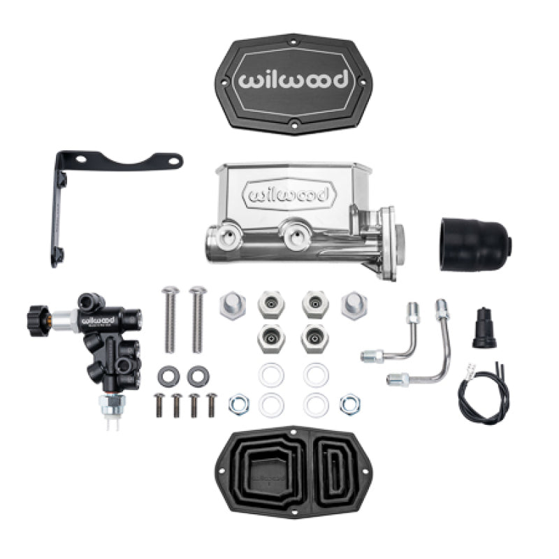 WIL Master Cylinder - Wilwood MOPAR Compact Tandem M/C Kit w/ P-Valve 1in Bore - Chrome Powdercoat