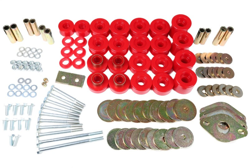 ES Body Mounts - Red - Energy Suspension 91-97 Toyota Land Cruiser FJ80 Body Mount Set w/ Hardware - Red