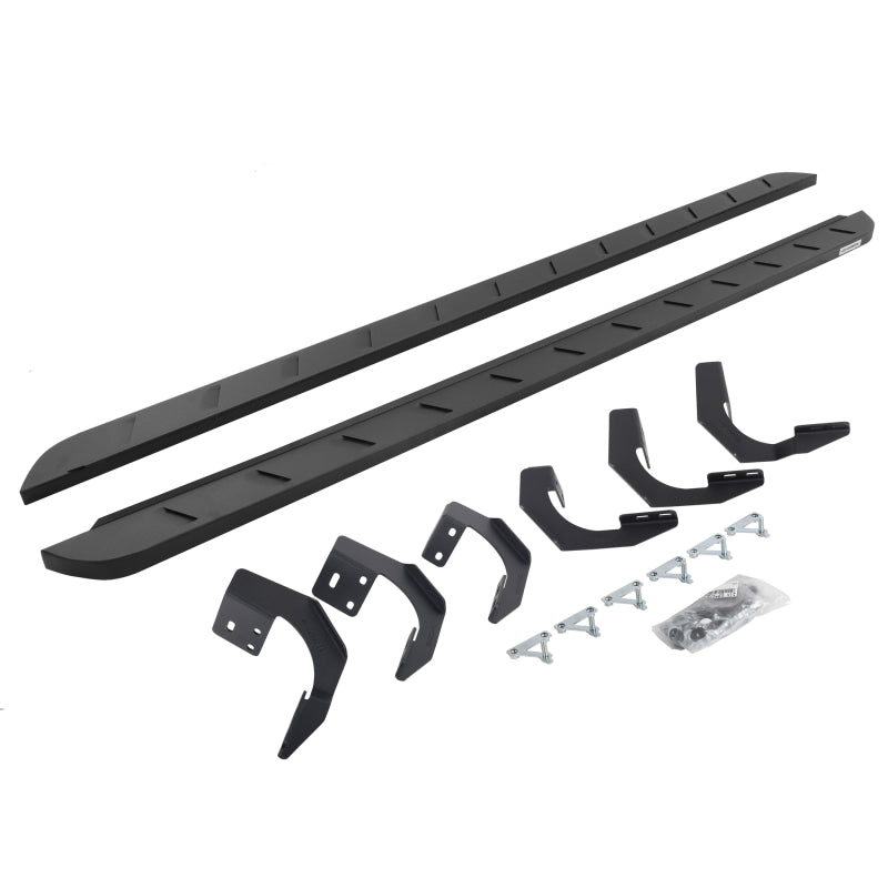 GOR RB10 Slim Running Boards - Go Rhino 15-22 Ram 1500 CC 4DR (Clssc Bdy) RB10 Slim Running Boards Kit (Incl. Brackets) - Tex. Blk