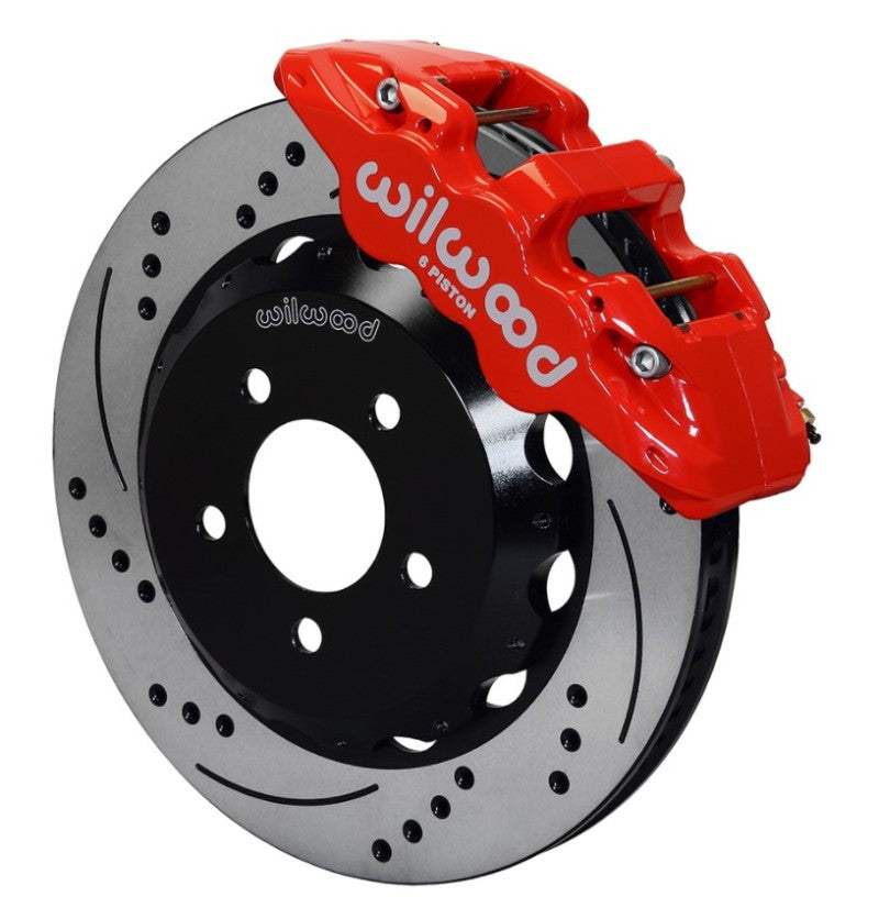 WIL Aero Brake Kit - Wilwood AERO6 Front Hat Kit 14.00 Drilled Red 2016-Up Camaro w/Lines