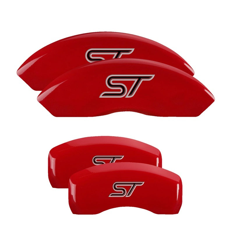 MGP Caliper Covers 4 Logo - MGP 4 Caliper Covers Engraved Front & Rear No bolts/ST Red finish silver ch