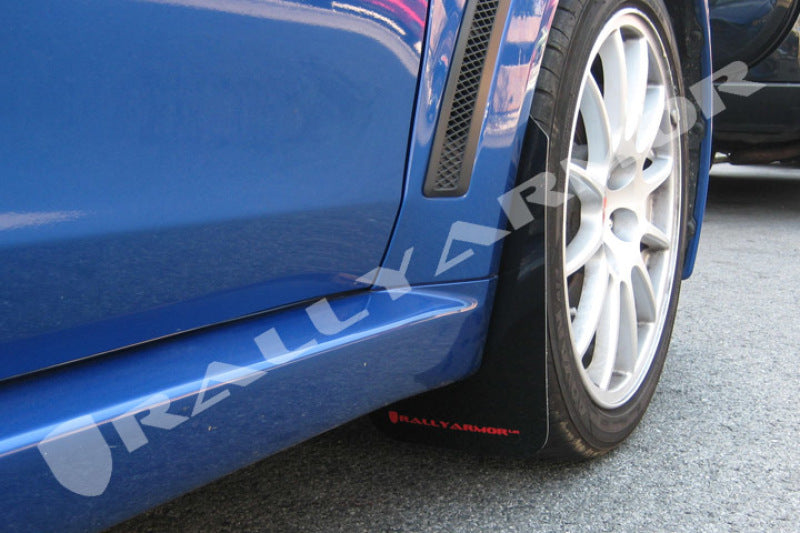 RAL UR Blk Flap/Rd Logo - Rally Armor 08-17 Mitsubishi EVO X Black UR Mud Flap w/ Red Logo