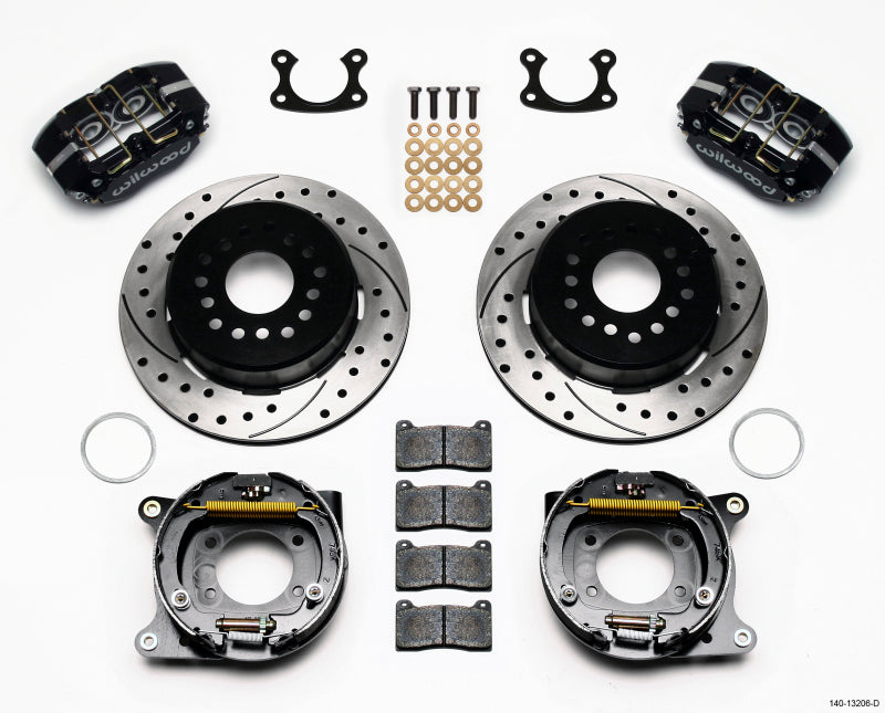 WIL Dynapro Brake Kit - Wilwood Dynapro Dust-Boot P/S Park Brake Kit Drilled Small Ford 2.50in Offset