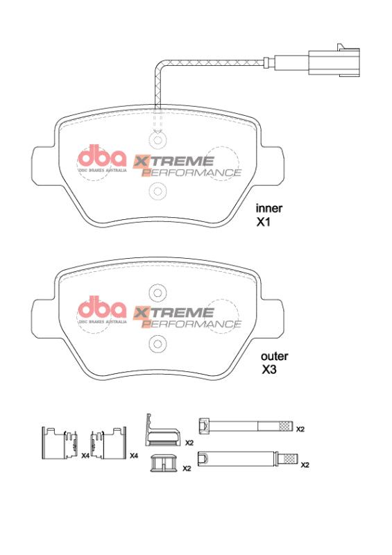 DBA XP Performance Brake Pads - DBA 15-16 Maserati Quattroporte (w/360mm Front Rotor) XP Performance Rear Brake Pads