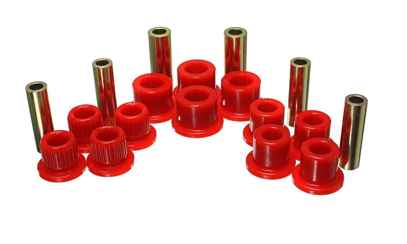 ES Spring/Shackle Bush - Red - Energy Suspension 99-04 Ford F-350 2wd/F-250 SD 4wd/F-350 4wd Red Rear Leaf Spring Bushing Set