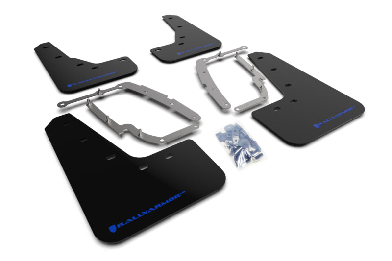 RAL UR Blk Flap/Blue Logo - Rally Armor 17-23 Tesla Model 3 Black UR Mud Flap w/Blue Logo