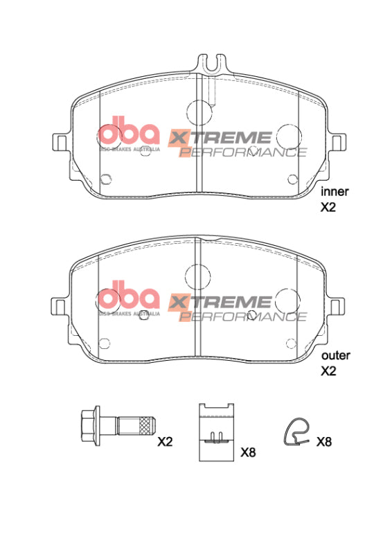 DBA XP Performance Brake Pads - DBA 2020+ Mercedes-Benz CLA45 AMG XP Performance Front Brake Pads