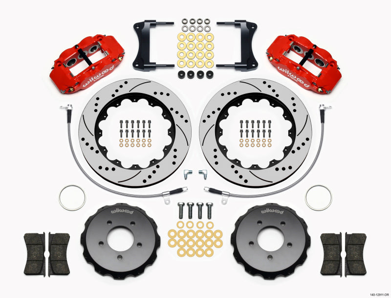 WIL Superlite Brake Kit - Wilwood Narrow Superlite 6R Front Hat Kit 14.00in Drill Red 2005-Up Mazda Miata w/ Lines