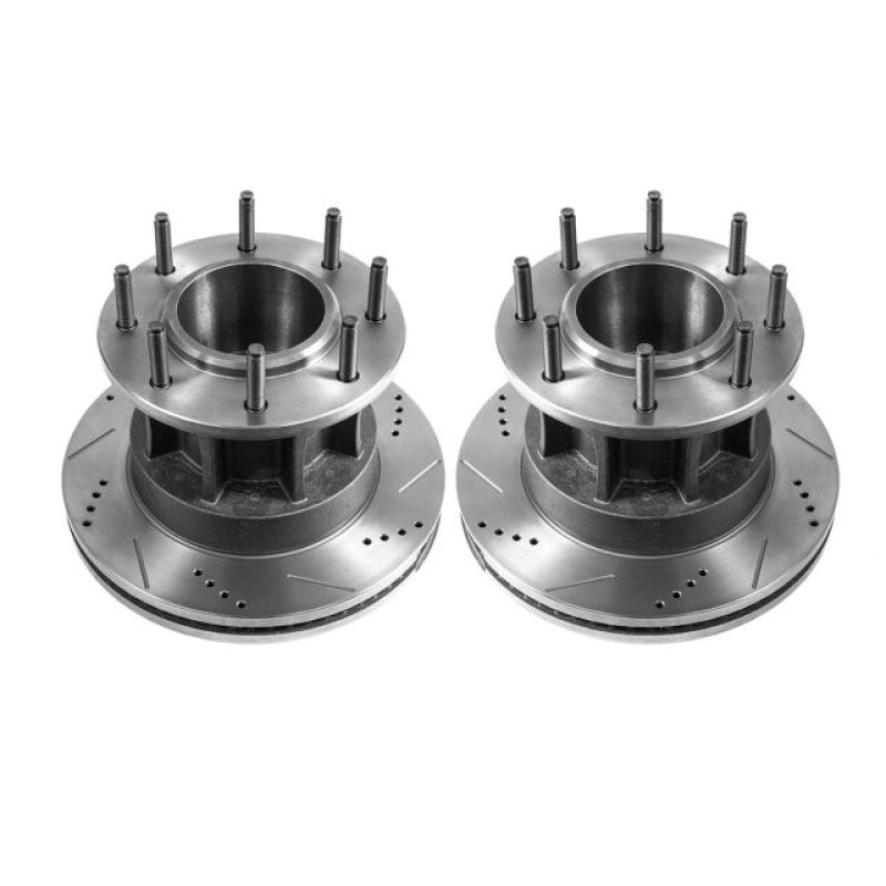 PSB Evolution Drill/Slot Rotor - Power Stop 05-07 Ford F-350 Super Duty Front Drilled & Slotted Rotor - Pair