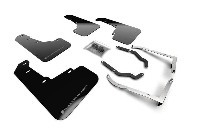 RAL UR Blk Flap/Silver Logo - Rally Armor 18-23 Subaru Crosstrek Black UR Mud Flap w/Silver Logo