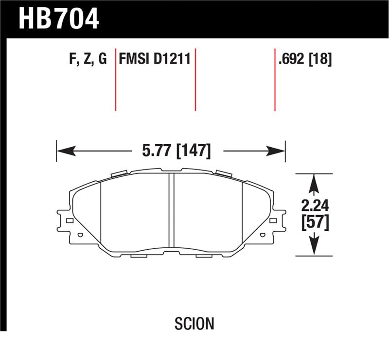 HAWK Ceramic Brake Pad Sets - Hawk 06-09 Toyota RAV4 / 10-13 Toyota Matrix Performance Ceramic Front Brake Pads