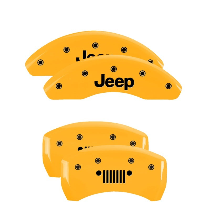 MGP Caliper Covers 4 Logo - MGP 4 Caliper Covers Engraved Front JEEP Engraved Rear JEEP Grill logo Yellow finish black ch