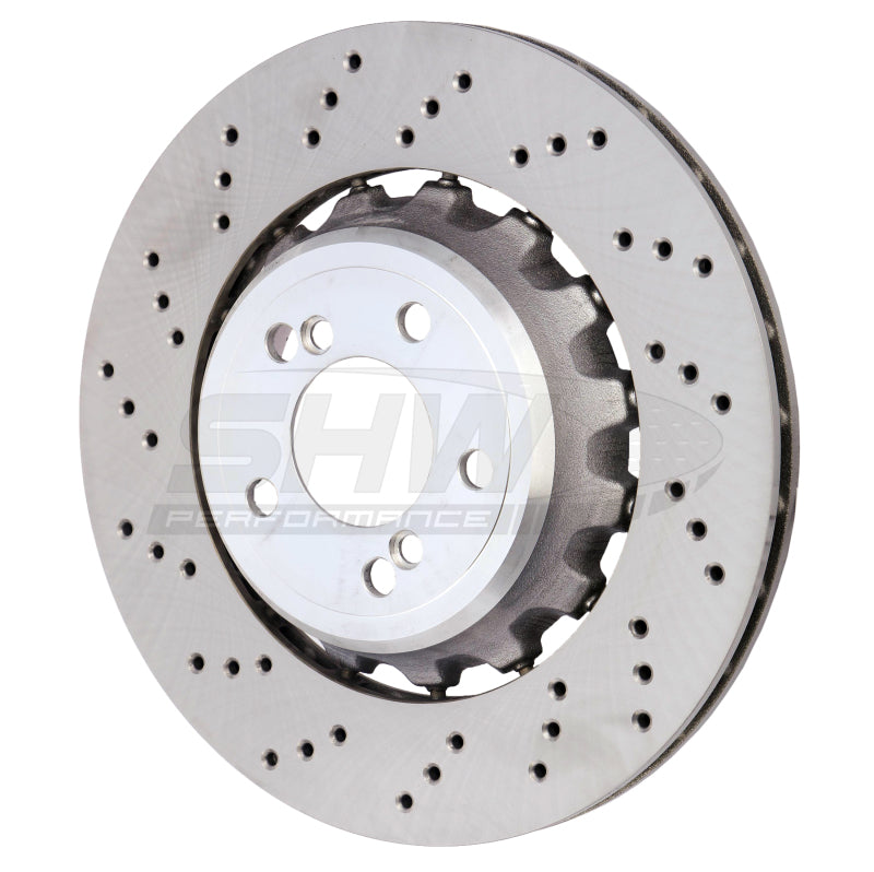 SHW Drilled Lightweight Rotors - SHW 15-18 BMW M3 3.0L Left Rear Cross-Drilled Lightweight Brake Rotor (34212284811)