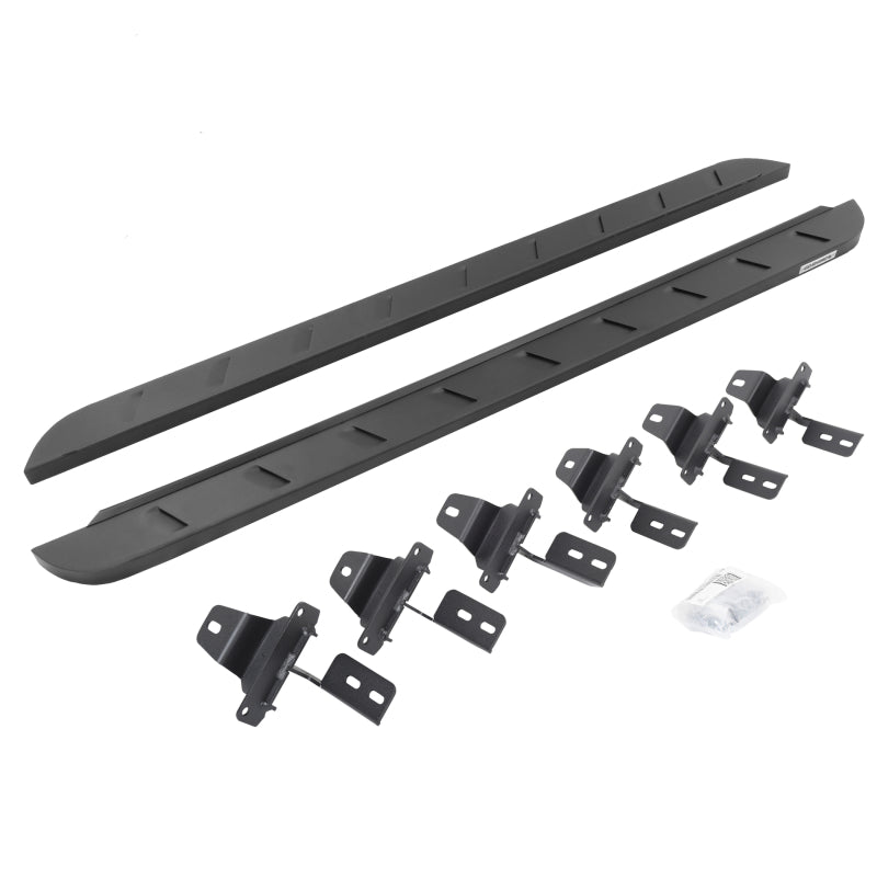 GOR RB10 Slim Running Boards - Go Rhino 18-22 Jeep Wrangler JLU 4DR RB10 Slim Running Boards Kit (Incl. Brackets) - Tex. Blk
